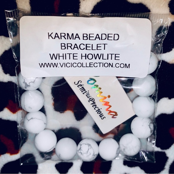 NWT POMINA KARMA BEADED BRACELET - WHITE 🤍 HOWLITE, Sz.OS, BNWTIB - Picture 10 of 11